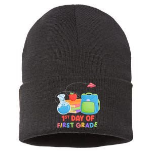 1st Day Of First Grade Cute Back To School Sustainable Knit Beanie