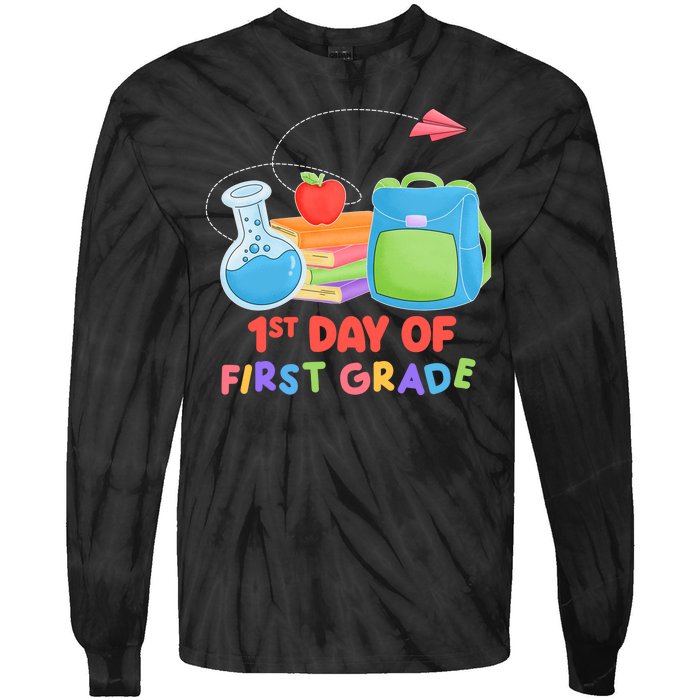 1st Day Of First Grade Cute Back To School Tie-Dye Long Sleeve Shirt