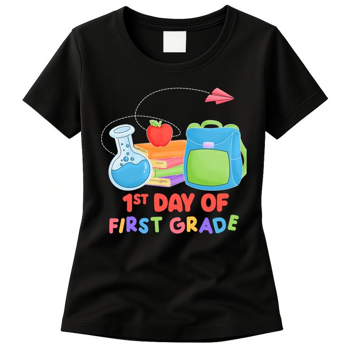 1st Day Of First Grade Cute Back To School Womens T-Shirt