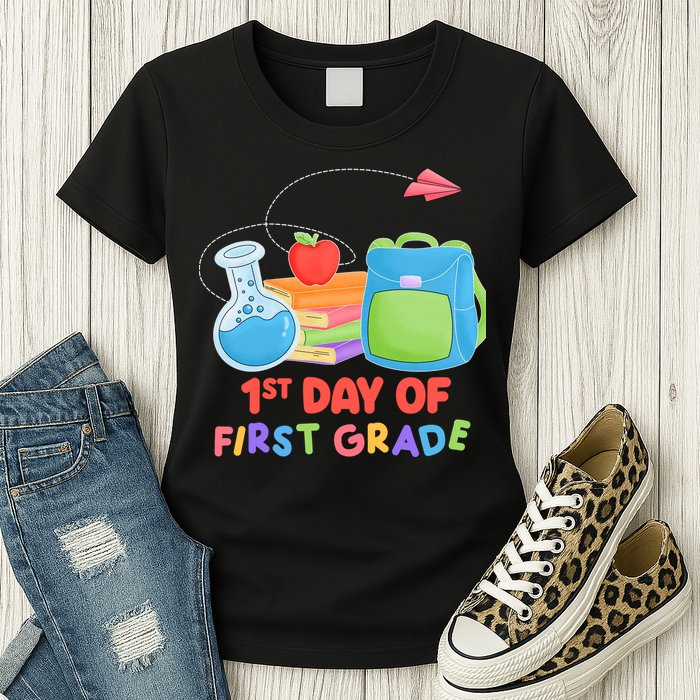 1st Day Of First Grade Cute Back To School Womens T-Shirt