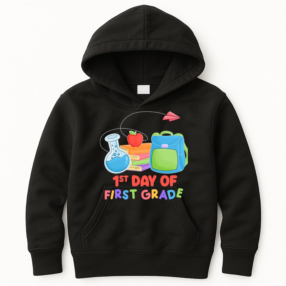1st Day Of First Grade Cute Back To School Kids Hoodie