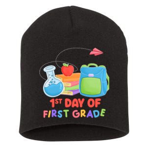 1st Day Of First Grade Cute Back To School Short Acrylic Beanie