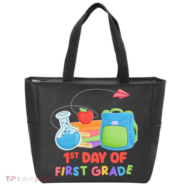 1st Day Of First Grade Cute Back To School Zip Tote Bag
