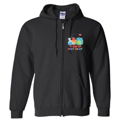 1st Day Of First Grade Cute Back To School Full Zip Hoodie