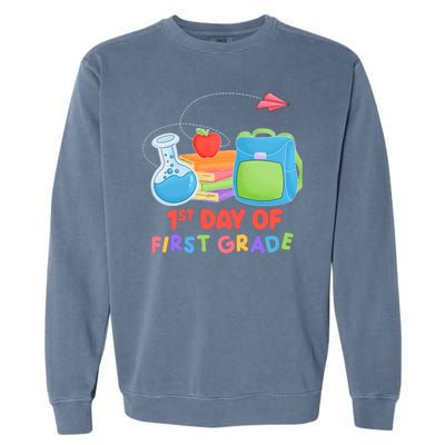 1st Day Of First Grade Cute Back To School Garment-Dyed Sweatshirt