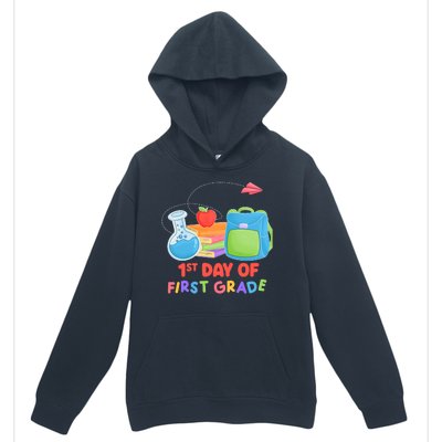 1st Day Of First Grade Cute Back To School Urban Pullover Hoodie