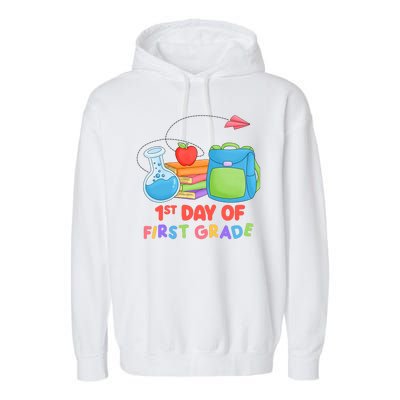 1st Day Of First Grade Cute Back To School Garment-Dyed Fleece Hoodie