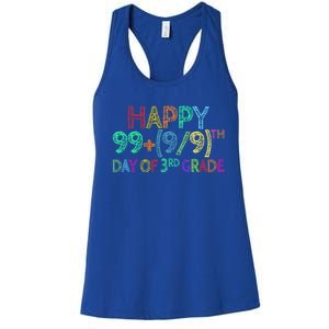 100th Day Of 3rd Grade Math Teacher 100 Days Gift Women's Racerback Tank