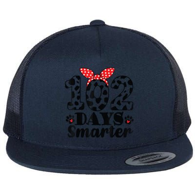 102nd Day Of School Teacher Dalmatian 100 Days Smarter Flat Bill Trucker Hat