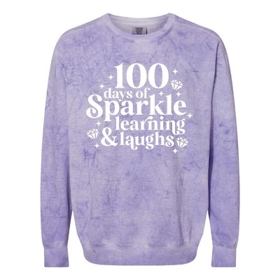 100 Days Of Learning And Laughs School Celebration Colorblast Crewneck Sweatshirt