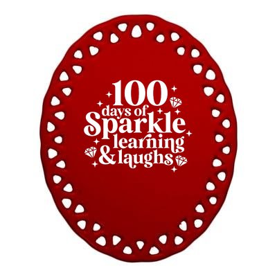 100 Days Of Learning And Laughs School Celebration Ceramic Oval Ornament