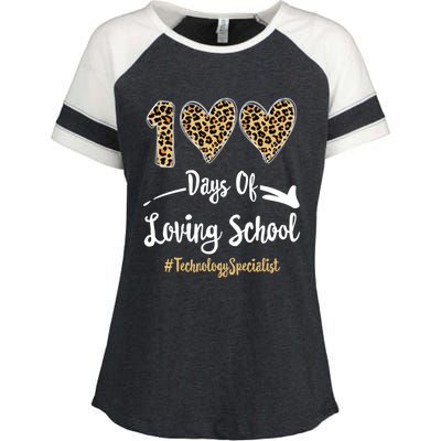 100 Days Of Loving School 100th Day Technology Specialist Great Gift Enza Ladies Jersey Colorblock Tee