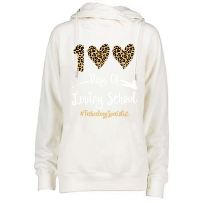 100 Days Of Loving School 100th Day Technology Specialist Great Gift Womens Funnel Neck Pullover Hood