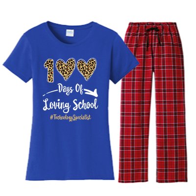 100 Days Of Loving School 100th Day Technology Specialist Great Gift Women's Flannel Pajama Set