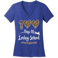 100 Days Of Loving School 100th Day Technology Specialist Great Gift Women's V-Neck T-Shirt