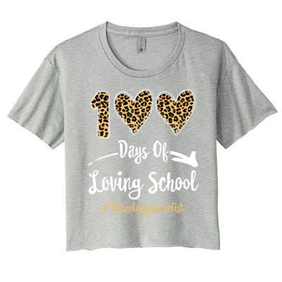 100 Days Of Loving School 100th Day Technology Specialist Great Gift Women's Crop Top Tee