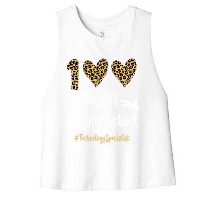 100 Days Of Loving School 100th Day Technology Specialist Great Gift Women's Racerback Cropped Tank