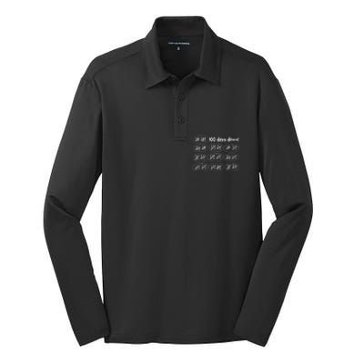 100 Days Of School 100th Day Of School Celebration Silk Touch Performance Long Sleeve Polo