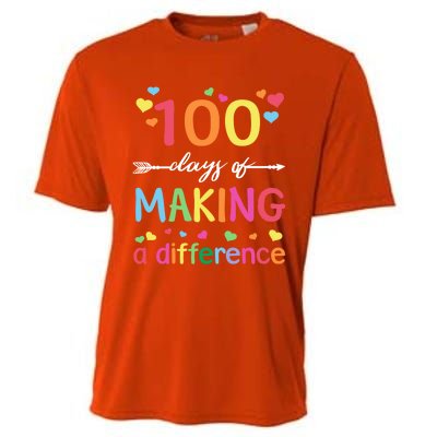 100 Days Of Making Difference 100th Day Of School Teacher Meaningful Gift Cooling Performance Crew T-Shirt