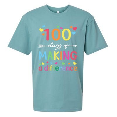 100 Days Of Making Difference 100th Day Of School Teacher Meaningful Gift Sueded Cloud Jersey T-Shirt