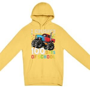 100 Days Of School Monster Truck 100th Day Of School Boy Gift Premium Pullover Hoodie