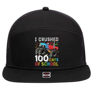 100 Days Of School Monster Truck 100th Day Of School Boy Gift 7 Panel Mesh Trucker Snapback Hat