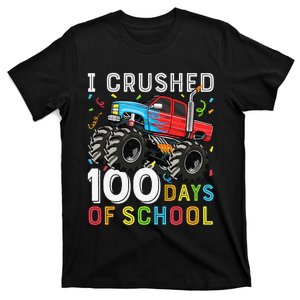 100 Days Of School Monster Truck 100th Day Of School Boy Gift T-Shirt