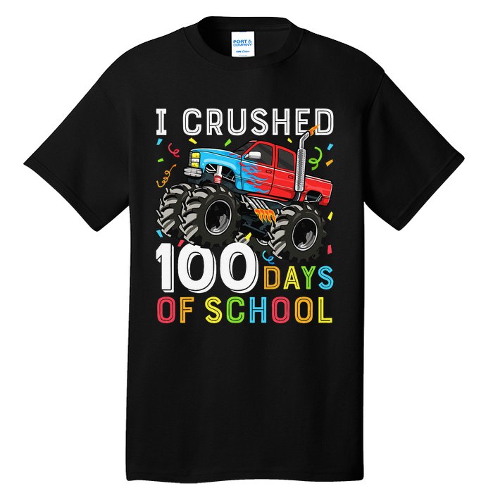 100 Days Of School Monster Truck 100th Day Of School Boy Gift Tall T-Shirt