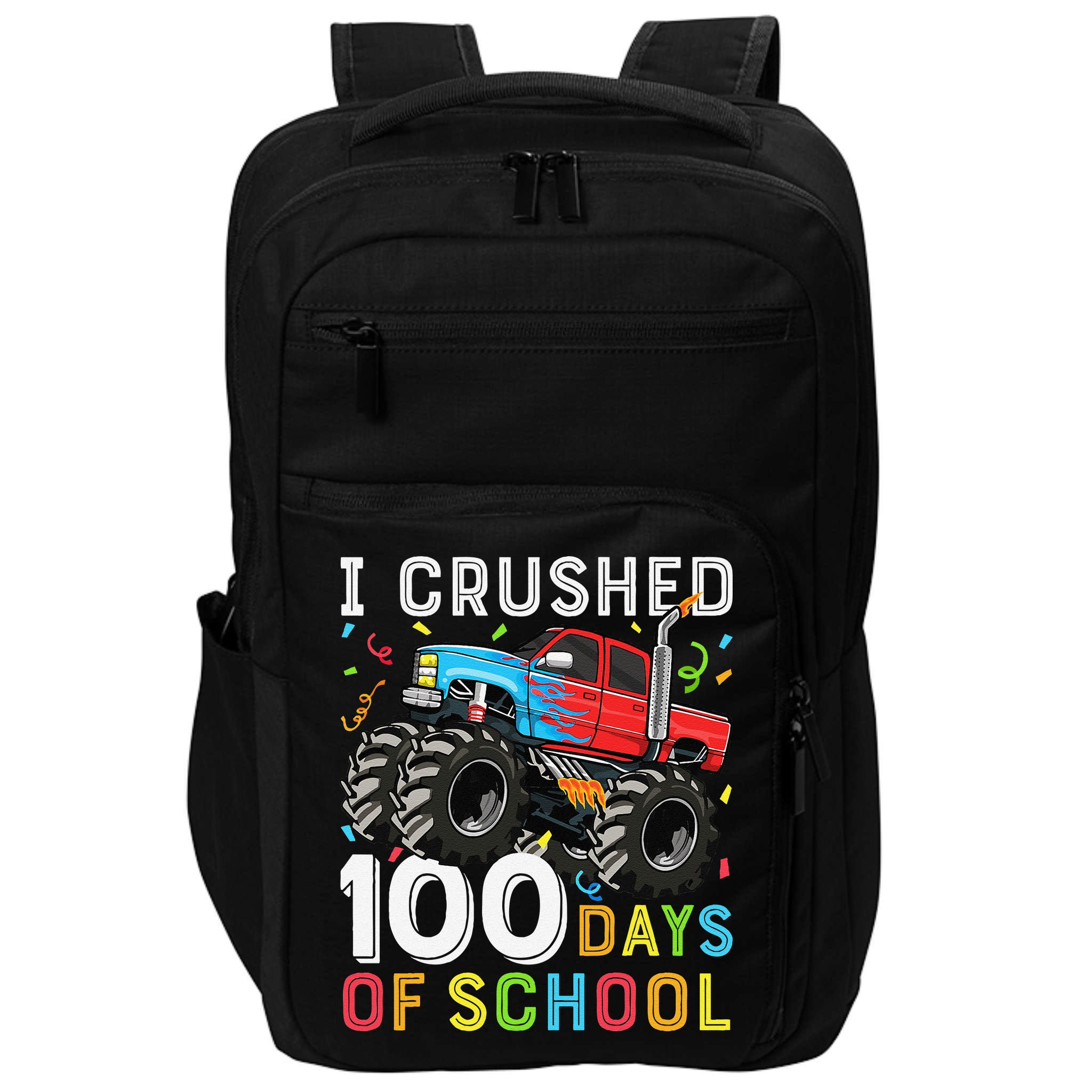100 Days Of School Monster Truck 100th Day Of School Boy Gift Impact Tech Backpack