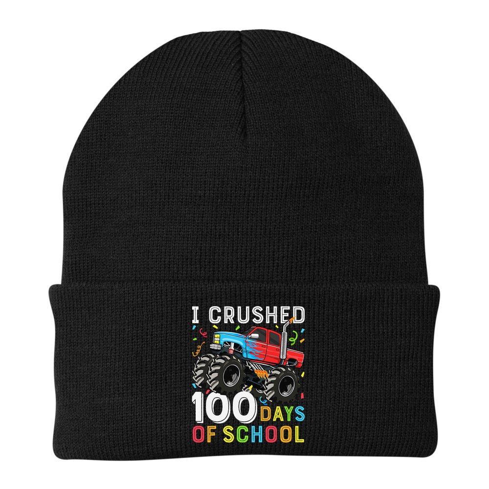 100 Days Of School Monster Truck 100th Day Of School Boy Gift Beanie