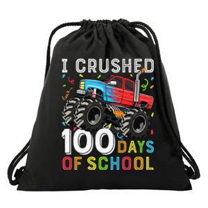 100 Days Of School Monster Truck 100th Day Of School Boy Gift Drawstring Bag