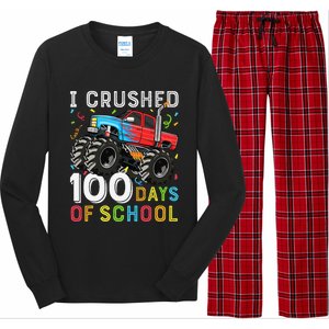 100 Days Of School Monster Truck 100th Day Of School Boy Gift Long Sleeve Pajama Set