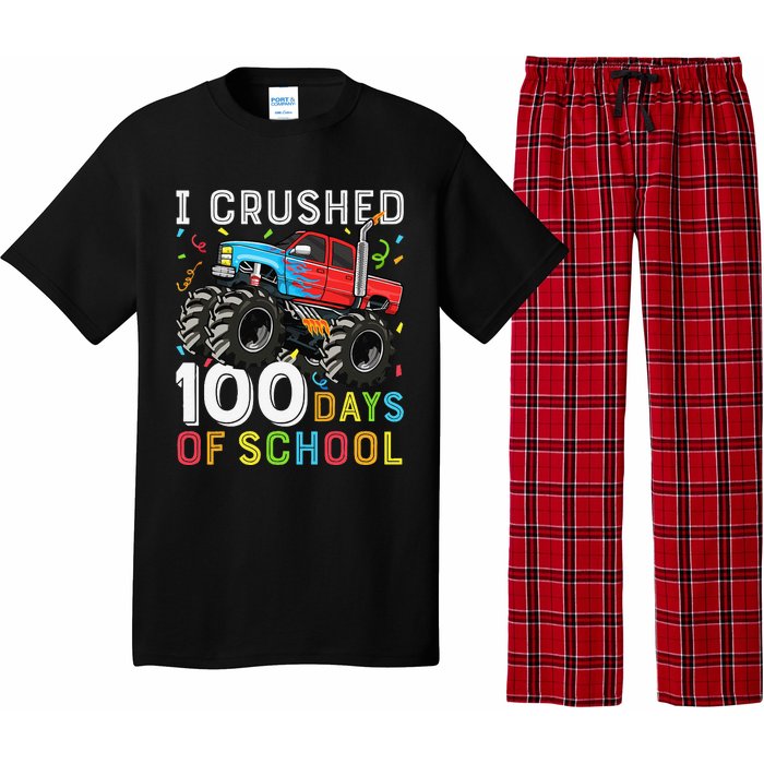 100 Days Of School Monster Truck 100th Day Of School Boy Gift Pajama Set