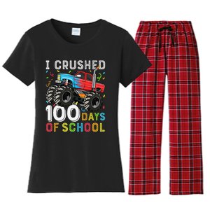 100 Days Of School Monster Truck 100th Day Of School Boy Gift Women's Flannel Pajama Set