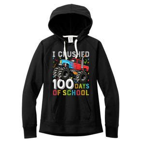 100 Days Of School Monster Truck 100th Day Of School Boy Gift Women's Fleece Hoodie