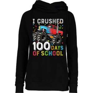 100 Days Of School Monster Truck 100th Day Of School Boy Gift Womens Funnel Neck Pullover Hood