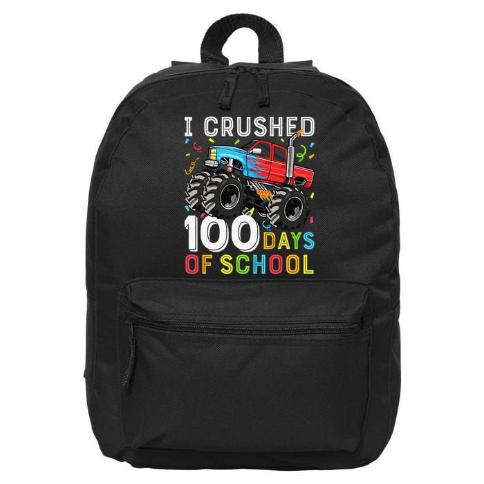 100 Days Of School Monster Truck 100th Day Of School Boy Gift 16 in Basic Backpack