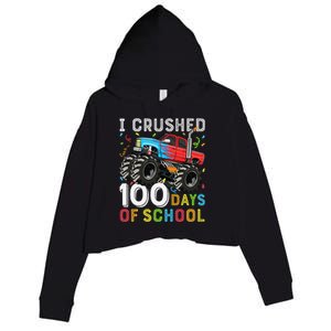 100 Days Of School Monster Truck 100th Day Of School Boy Gift Crop Fleece Hoodie