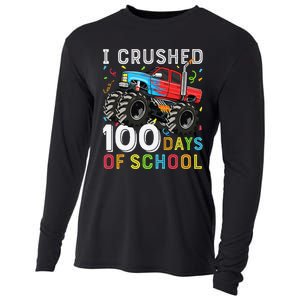 100 Days Of School Monster Truck 100th Day Of School Boy Gift Cooling Performance Long Sleeve Crew