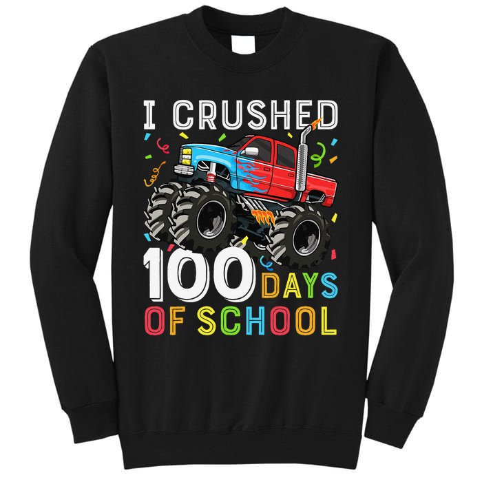 100 Days Of School Monster Truck 100th Day Of School Boy Gift Tall Sweatshirt