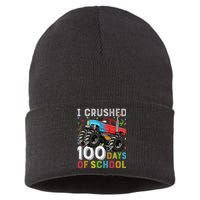 100 Days Of School Monster Truck 100th Day Of School Boy Gift Sustainable Knit Beanie