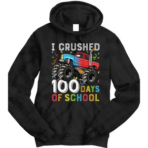 100 Days Of School Monster Truck 100th Day Of School Boy Gift Tie Dye Hoodie