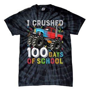 100 Days Of School Monster Truck 100th Day Of School Boy Gift Tie-Dye T-Shirt