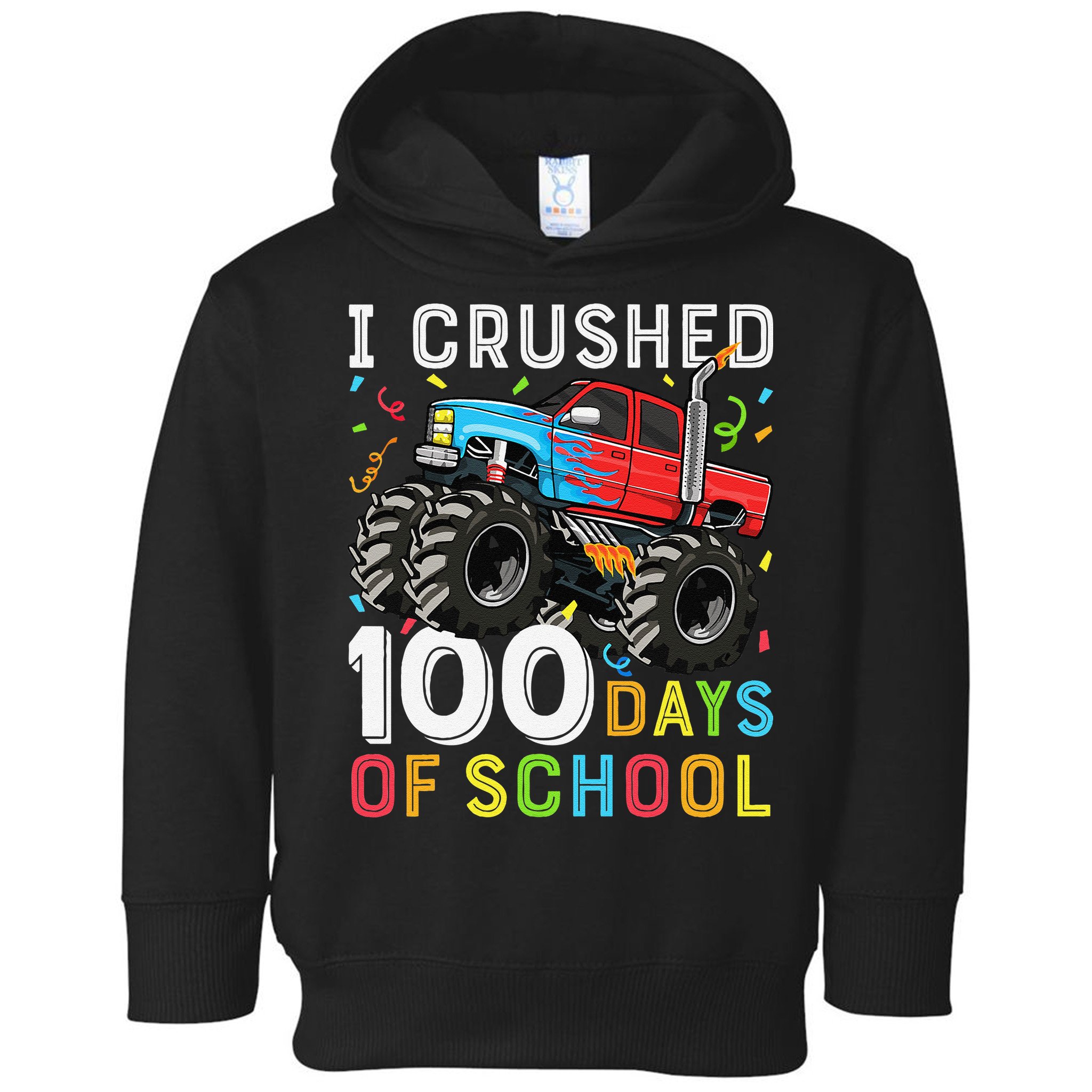 100 Days Of School Monster Truck 100th Day Of School Boy Gift Toddler Hoodie