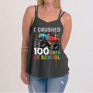 100 Days Of School Monster Truck 100th Day Of School Boy Gift Women's Strappy Tank