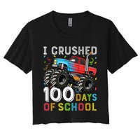 100 Days Of School Monster Truck 100th Day Of School Boy Gift Women's Crop Top Tee