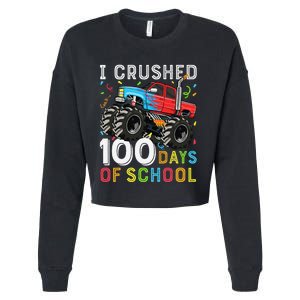 100 Days Of School Monster Truck 100th Day Of School Boy Gift Cropped Pullover Crew