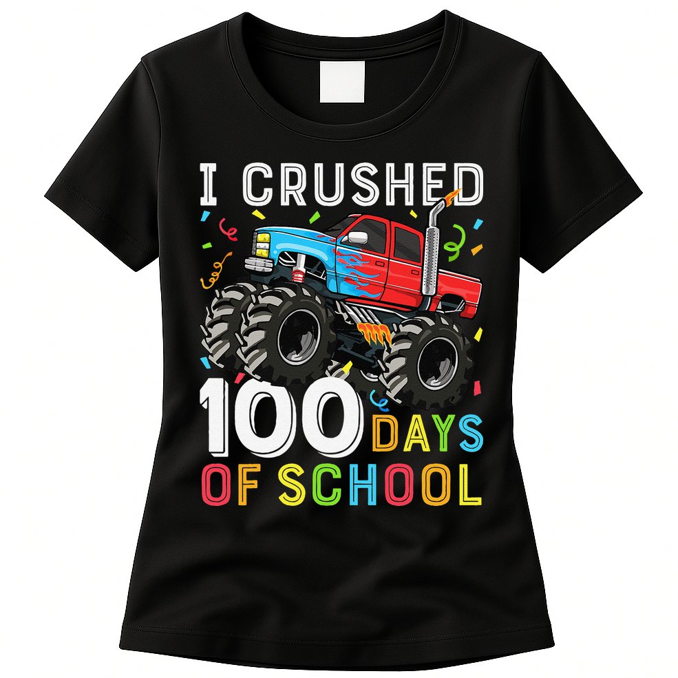 100 Days Of School Monster Truck 100th Day Of School Boy Gift Womens T-Shirt