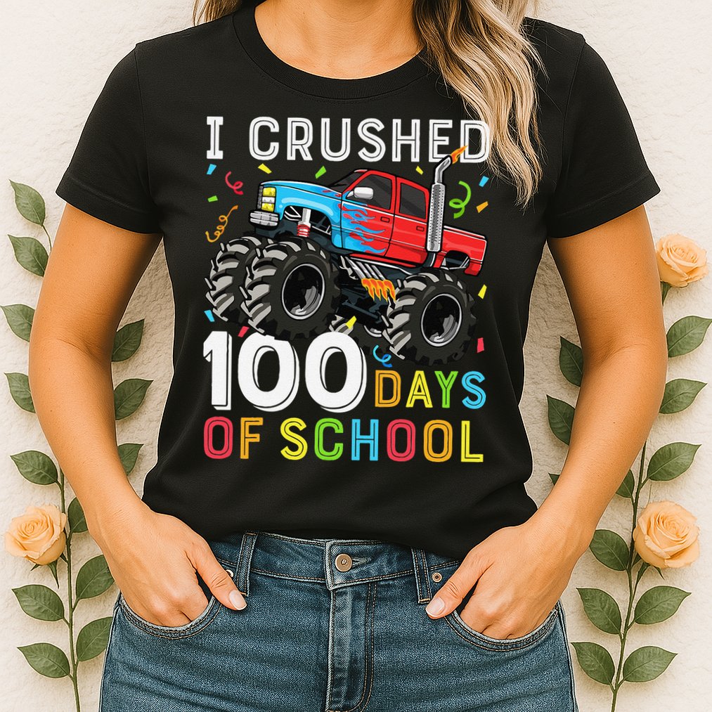 100 Days Of School Monster Truck 100th Day Of School Boy Gift Womens T-Shirt