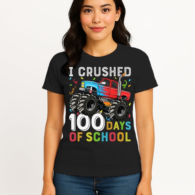 100 Days Of School Monster Truck 100th Day Of School Boy Gift Womens T-Shirt